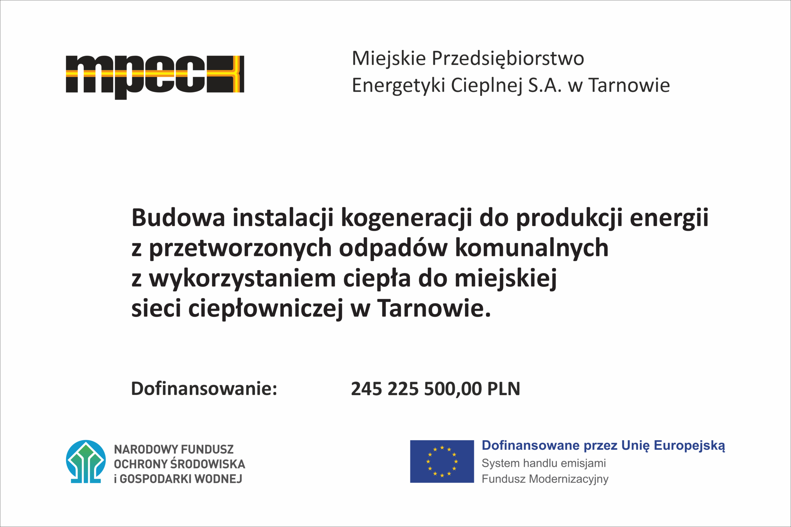 Tablica informacyjna o dofinansowaniu